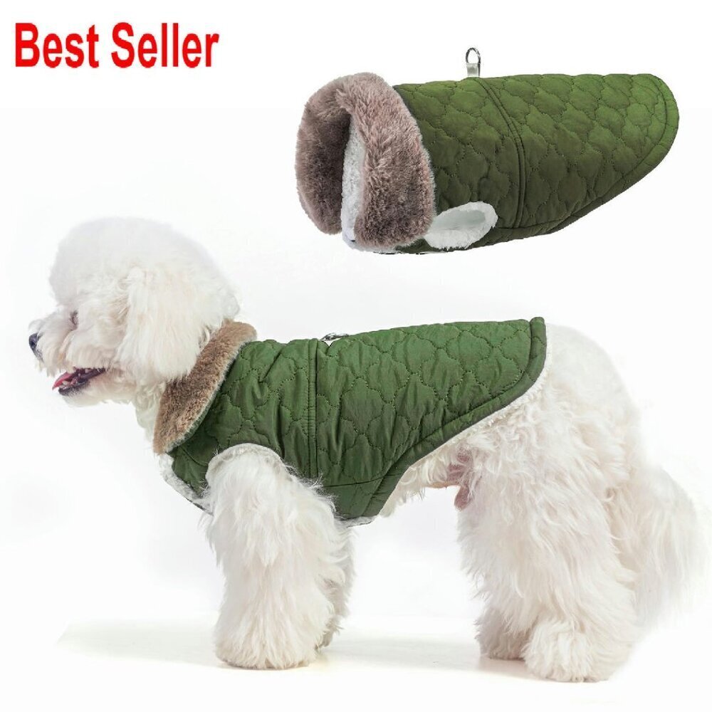 Warm Dog Puffer Jacket Vest Windproof Waterproof Fleece Lined Cold Weather Coat